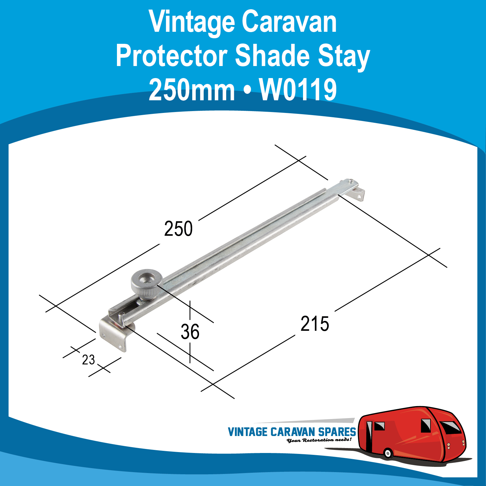 Copy Of Caravan Window Shade Stay (250mm) Viscount Millard Franklin Hilindale  W0119 X2